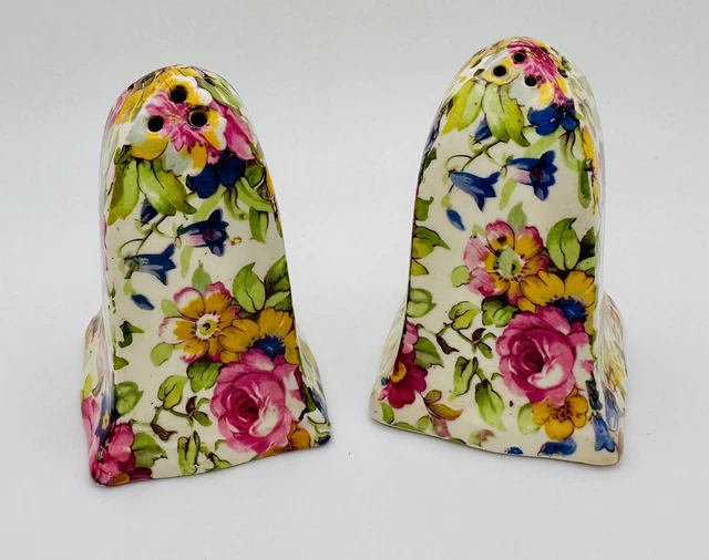 Vintage Royal Winton England Summertime Rose Chintz Salt & Pepper Shakers