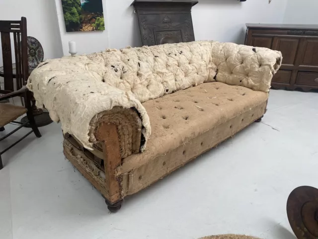 Antique Victorian Chesterfield Sofa (stripped for re upholstery)