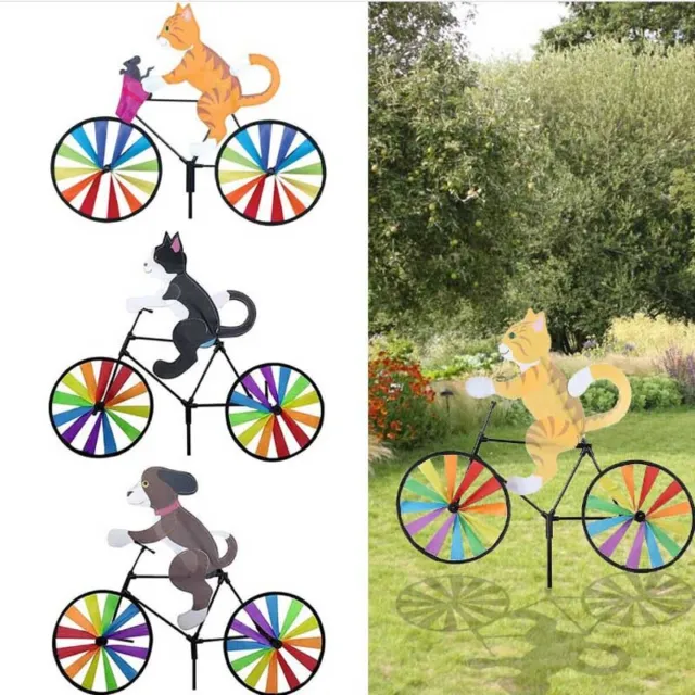 New Windmill Rainbow Cat Dog Bike Spinner Animal Bicycle Outdoor Home Decor