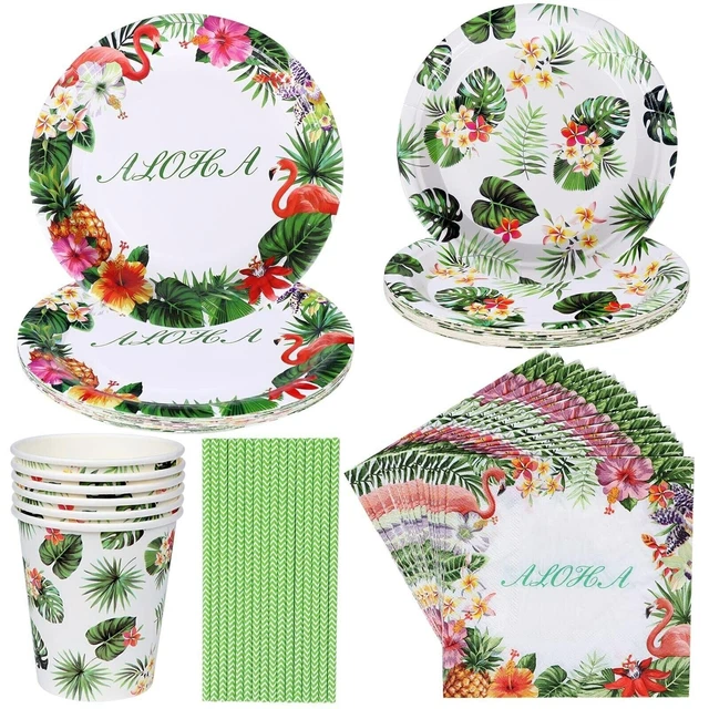 Hawaiian Luau Table Wear Set Party paper Serves 8
