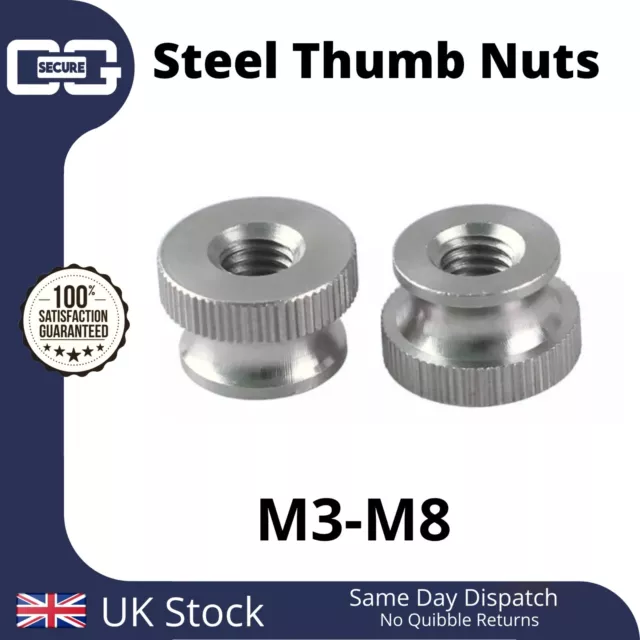 Carbon Steel Knurled Thumb Nut M3 M4 M5 M6 M8 Step Nut for Bolts - Nickel Plated