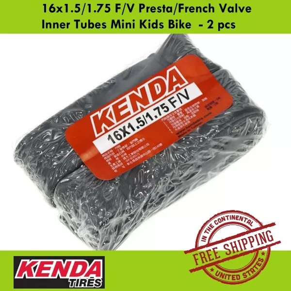 KENDA 16x1.5/1.75 F/V Presta/French Valve Inner Tubes Mini Kids Bike  - 2 pcs