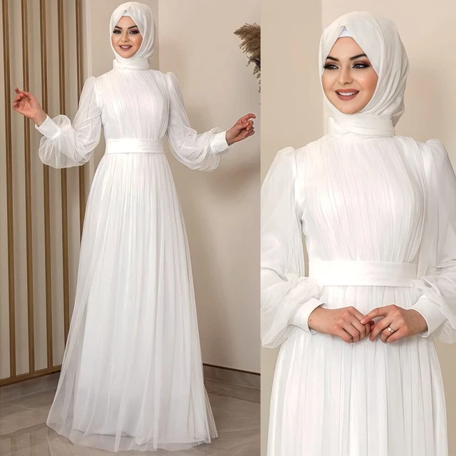 Abito da Sposa Sera Abito IN Tulle Bianco Vestito Maxi Donna Abiti