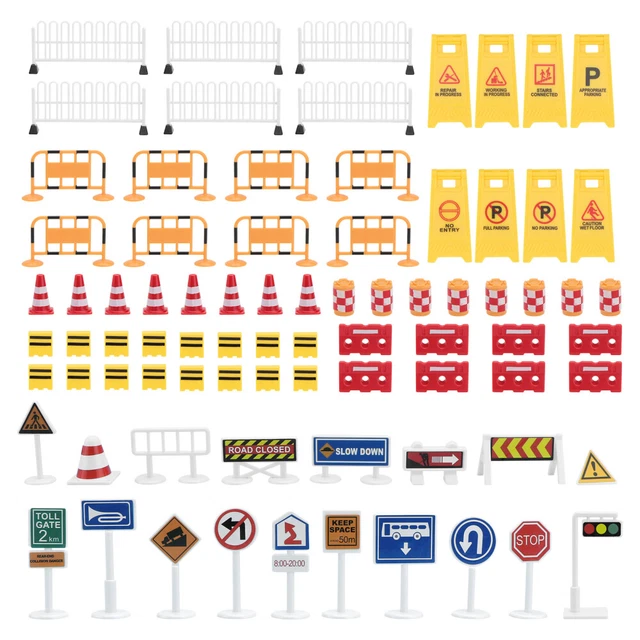 186 Pièces Jouets De Signalisation Routière - Panneaux Miniatures Et Accessoires Chantier