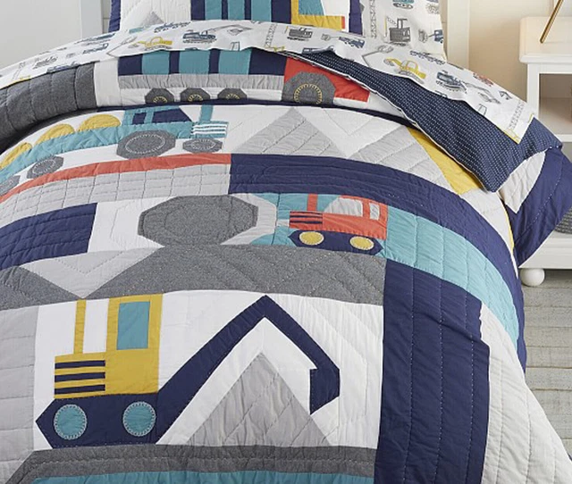 Edredón de construcción Pottery Barn Kids Jax para niños pequeños