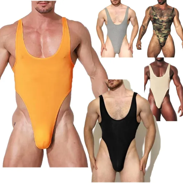 Men Bodysuit Open Back Leotard Sexy Wrestling Singlet Workout Underwear Gym