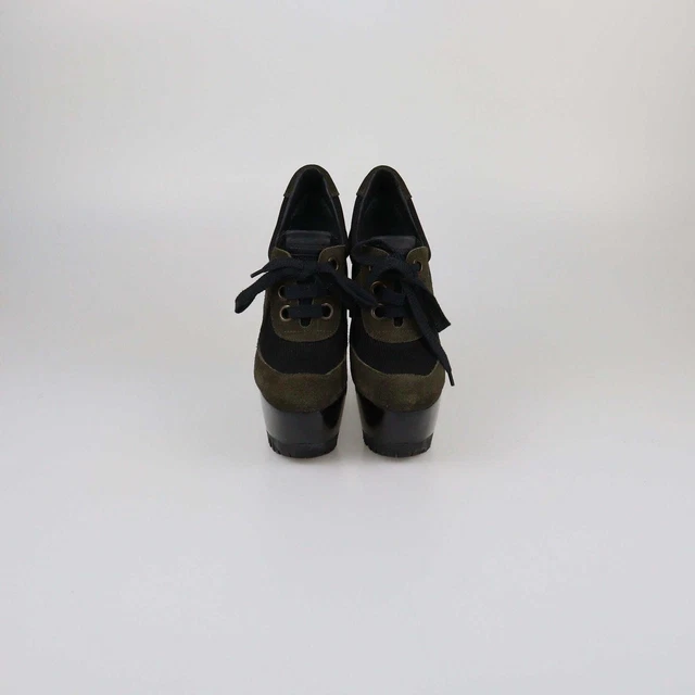 BURBERRY PRORSUM BLACK/GREEN Platform Wedge Boots