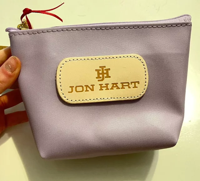 NWT Jon Hart Chico Liliac Covered Canvas Leather Trim Pouch Toiletries Bag