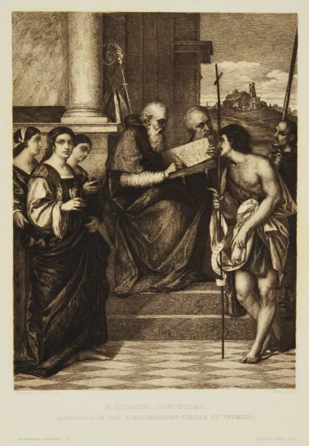 Radierung 19.Jh. S. Giovanni Crisostomo Venedig Johannes Chrysostomos 38 x 28 cm