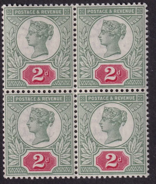 GB  QV 1887 2d grey green & carmine Block of 4 SG200 - MNH