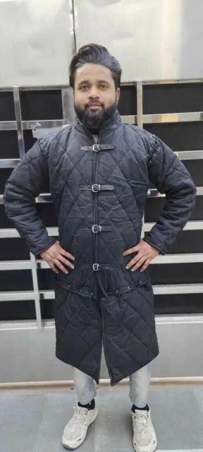 Full Length Gambeson Medieval Thick Padded Full Sleeves Coat Aketon armor Jacket