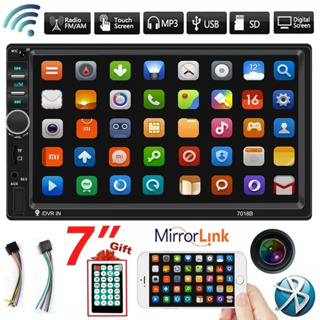 7" Double 2 DIN Car Stereo Radio Bluetooth FM USB AUX IOS/Android Car MP5 Player