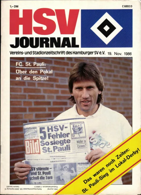 DFB-Pokal 86/87 Hamburger SV - FC St. Pauli, 19.11.1986 - Mit Preisangabe 1,- DM