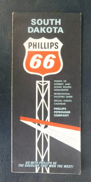 1966 South Dakota road  map Phillips 66 oil gas events calendar guide