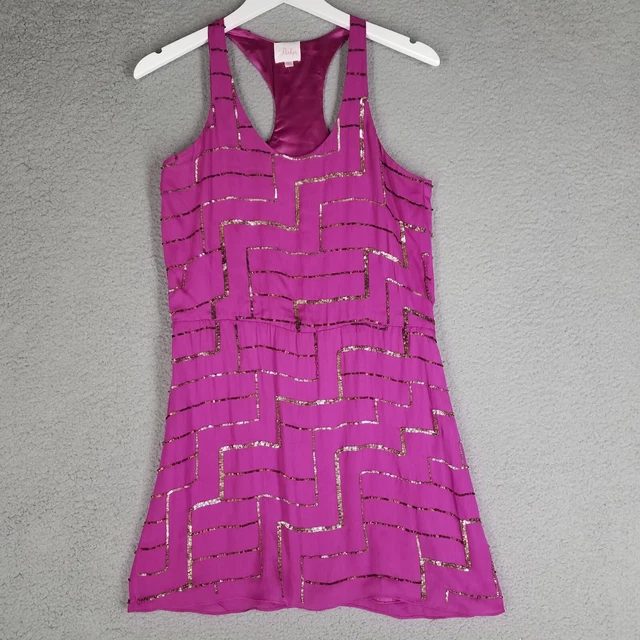 PARKER SILK SEQUIN Dress Women's XS Pink Holiday New Year Satin Lined Party  $19.99 - PicClick