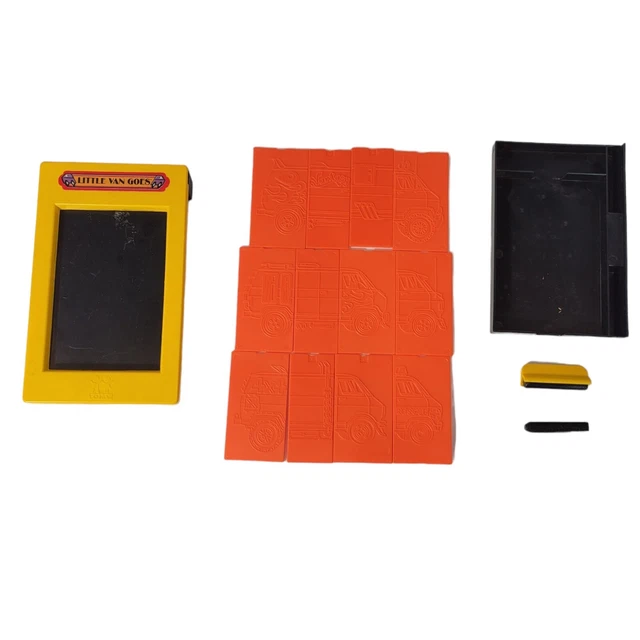 1980S TOMY LITTLE Van Goes Stencil Drawing Kit Plates Rub Toy Set