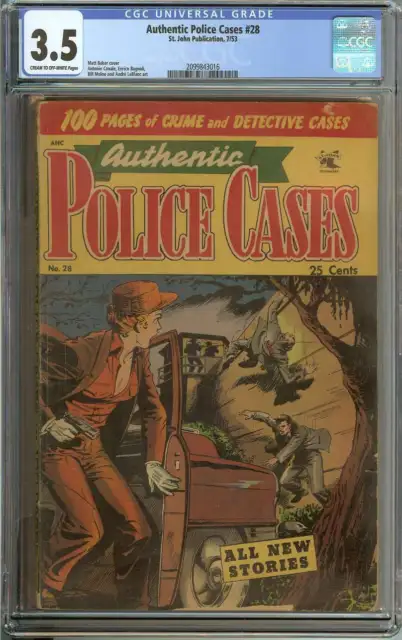 Authentic Police Cases #28 Cgc 3.5 Cr/Ow Pages