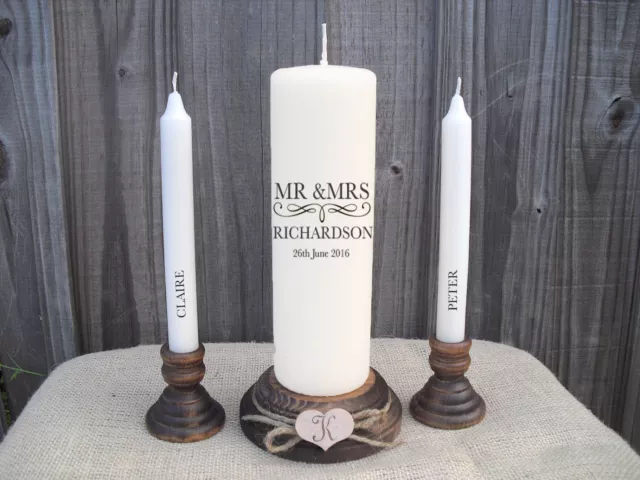 Personalised Wedding Unity Candle Set Gift Keepsake Mr & Mrs Anniversary