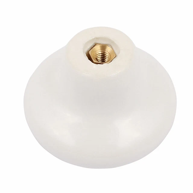 Cabinet Wardrobe Drawer Door Round Ceramic Knobs Pull White 40mm Dia 2pcs 3