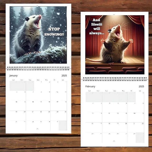 2025 FUNNY SCREAMING Possums Calendar 2025 Wall Calendar Paper Funny