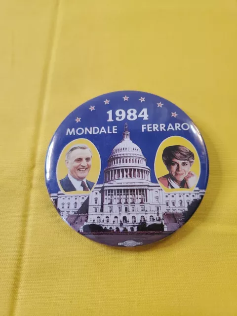 1984 WALTER MONDALE GERALDINE FERRARO Campaign Pin Pinback Political Button