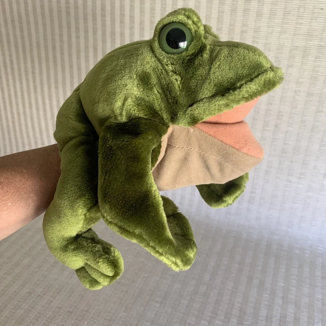 VINTAGE FOLKMANIS FROG Hand Puppet Plush 12" Green Stuffed Animal