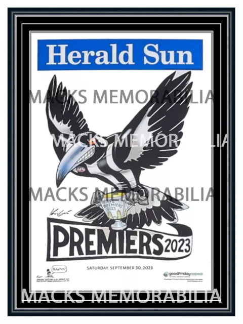 2023 Afl Premiers Collingwood Magpies Premiership Mark Knight Framed Memorabilia