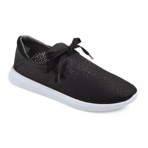 New! Women's Raelee Laser Cut Lace-Up  Black Sneakers - Mossimo Supply Co.