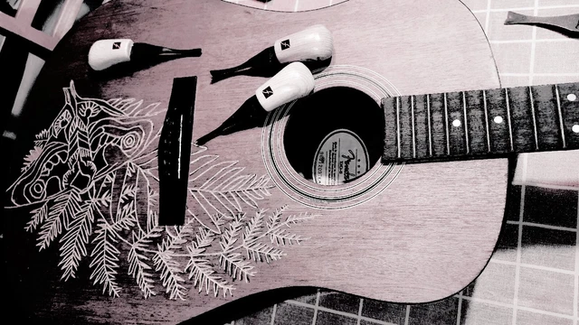 Last Of Us  Ellie's Tattoo Acoustic Guitar 🎸 Custom Designed Have Carved