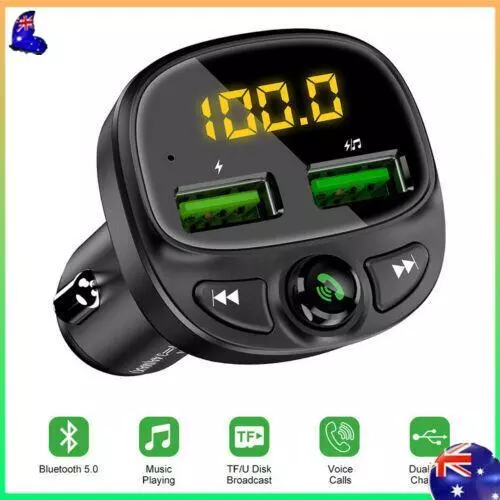 Bluetooth Car Phone Charger FM Radio Dual USB Wireless Adapter Cigarette lighter