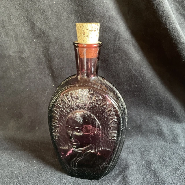 Vtg Commemorative Glass Whisky Decanter Purple Glass, Ben Franklin - Glass House
