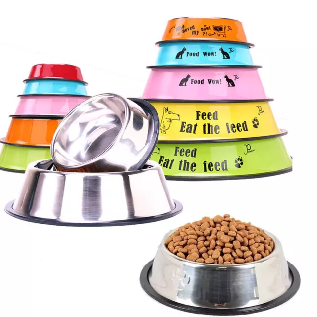 15-30Cm Stainless Steel Pet Dog Bowl Puppy Food Bowl Non-Slip Cat Dog Feeder