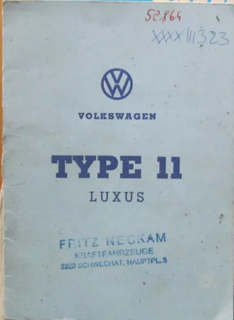 * VW  Käfer Typ 11 Luxus 34 PS 1965 Österreichischer Typenschein  SAMMLER *