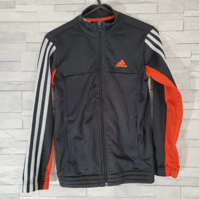 Giacca Top Tuta ADIDAS Nero Arancione Bianco Età 9-10 Ragazze RagazziCasual Sport