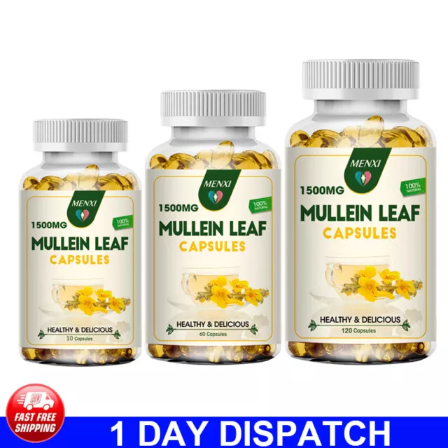 Mullein Leaf Capsules For Lung Cleansing & Detox Herbal Dietary Supplement Pills