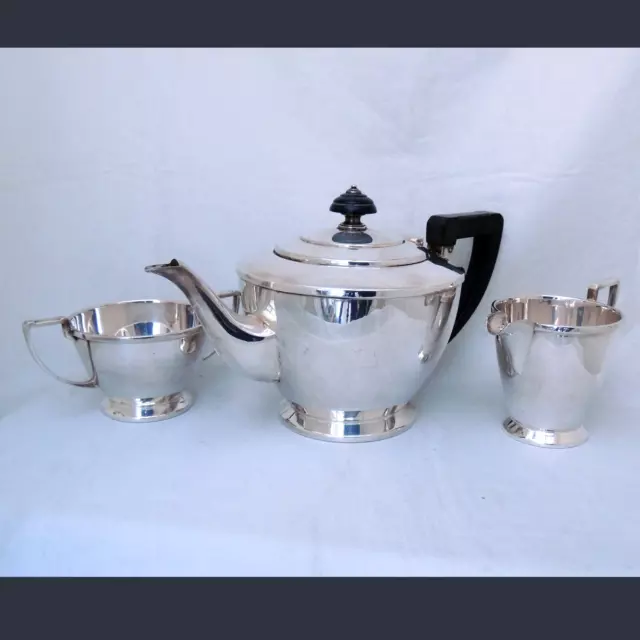 Antique Mapplin & Webb Art Deco Silver Plate Teapot Jug And Sugar Bowl