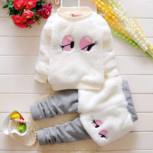 2PC Toddler Kids Baby Girls Winter warmth Clothes T-shirt Tops+Pants Outfits Set