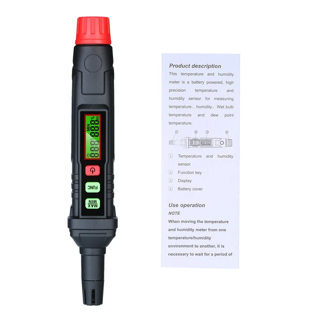 HABOTEST 4-in-1 Digital Psychrometer Portable Thermo-Hygrometer Meter N3J6