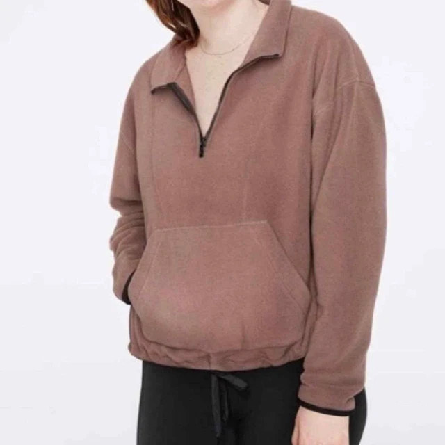 Pink Victoria’s Secret Polar Fleece Mauve Color Half Zip Cropped Sweater