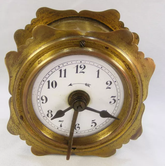 Vintage Mantel Alarm Clock Metal Ornate Case Antique German Wind Up Spare Repair