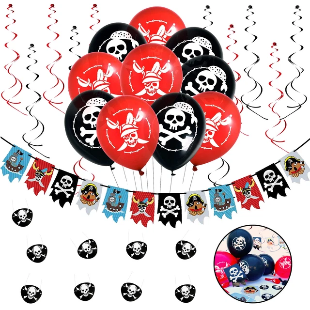 Piraten Deko Set Für 6. Geburtstag - Komplettset Mit Ballons & Schatzbeutel