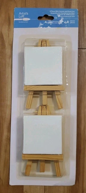 Lot de 2 mini Chevalet en bois avec toile à peindre 100% coton