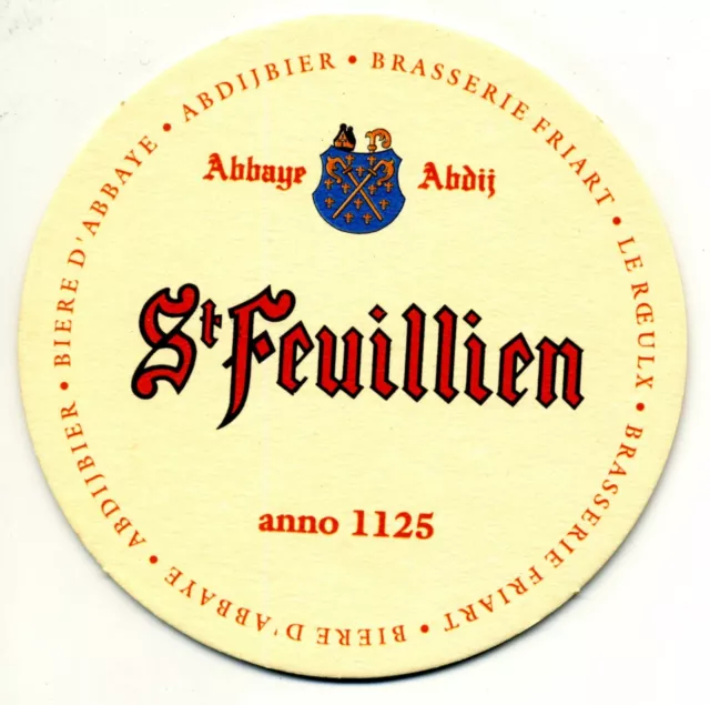 Années 90 : Carton à bière, St Feuillien, brasserie Friart (sous bock)