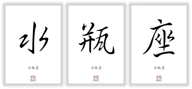 Sternzeichen Wassermann Kanji Kalligraphie Schriftzeichen Deko Poster Geschenk