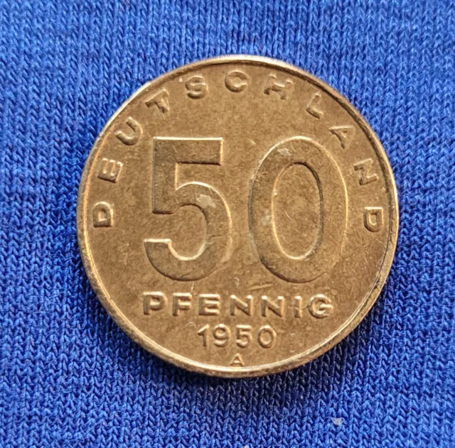 Münze 50 Pfennig DDR Deutsche Demokratische Republik 1950 A