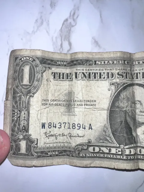 1957 Silver Certificate Rare Dollar Bill Blue Seal Old US Bill $1 Money Series B 2