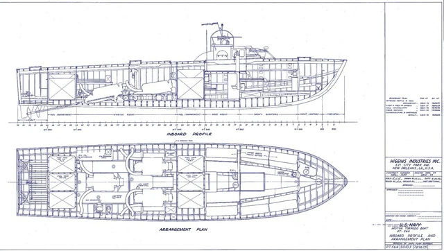 Higgins Pt Boat Blueprint Plans Ww2 Torpedo Navy Rare Detailed Period Drawings £1499 Picclick Uk