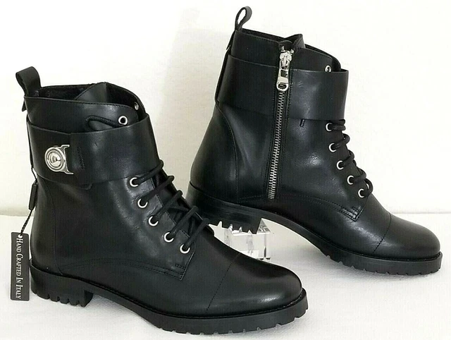 FABIANELLI ITALIAN DESIGNER Black Leather Combat Boots Made In Italy Sz 8 Nwt 134.99 PicClick