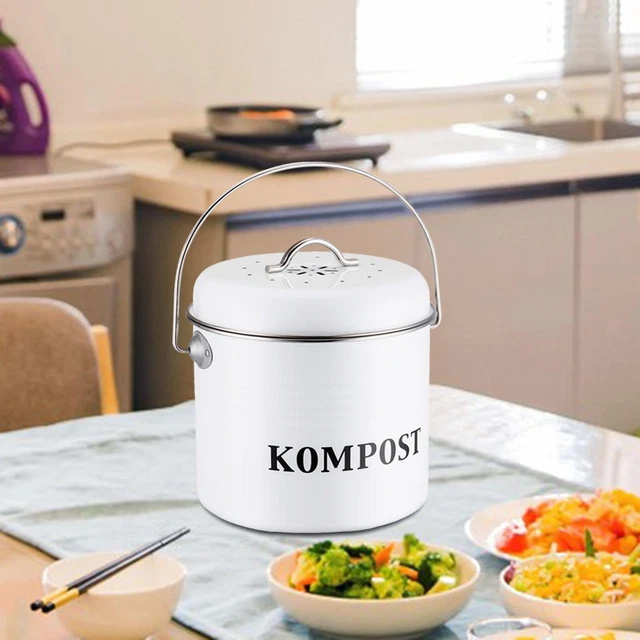 HOME GARDEN COMPOST Bin, Odor Filtration Compost Caddy Bin Indoor Trash