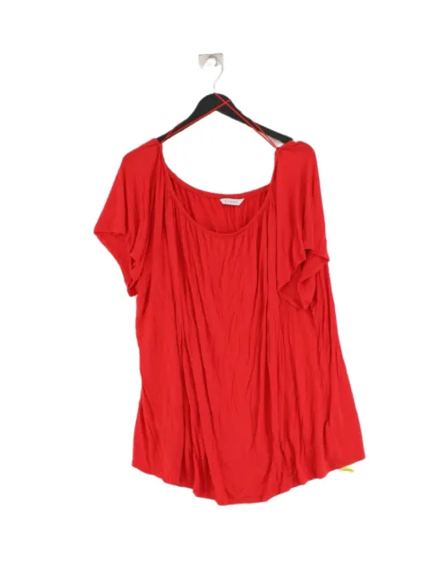 Evans Women's T-Shirt UK 26 Red 100% Other Short Sleeve Round Neck Basic